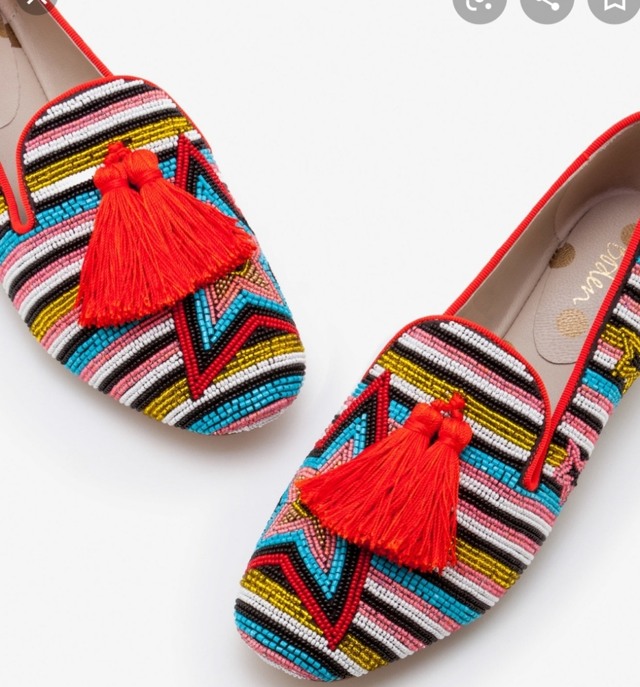 BODEN Evelina Star and Strips Beaded tassel Shoes